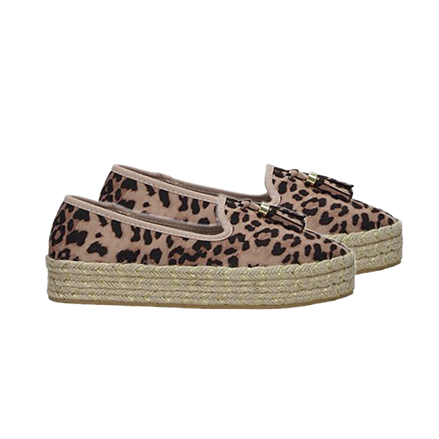 Manchester Closeout Deal Wedge Canvas Women Shoes (Size-4) - Leopard