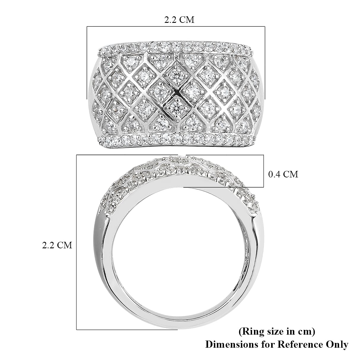 Lustro Stella Platinum Overlay Sterling Silver Cluster Ring Made with Finest CZ 2.28 Ct.