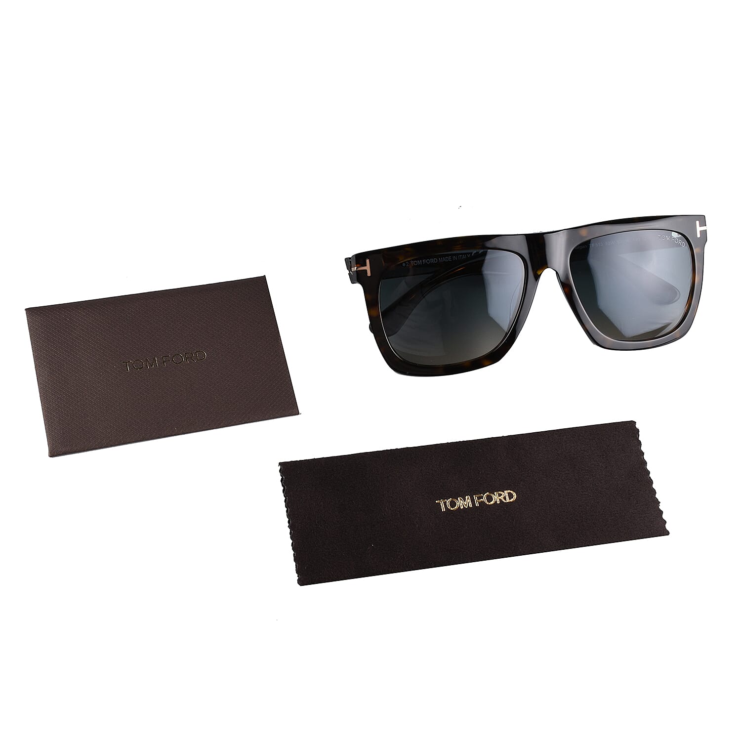 TOM FORD Rectangle Tortoise Sunglasses- Brown