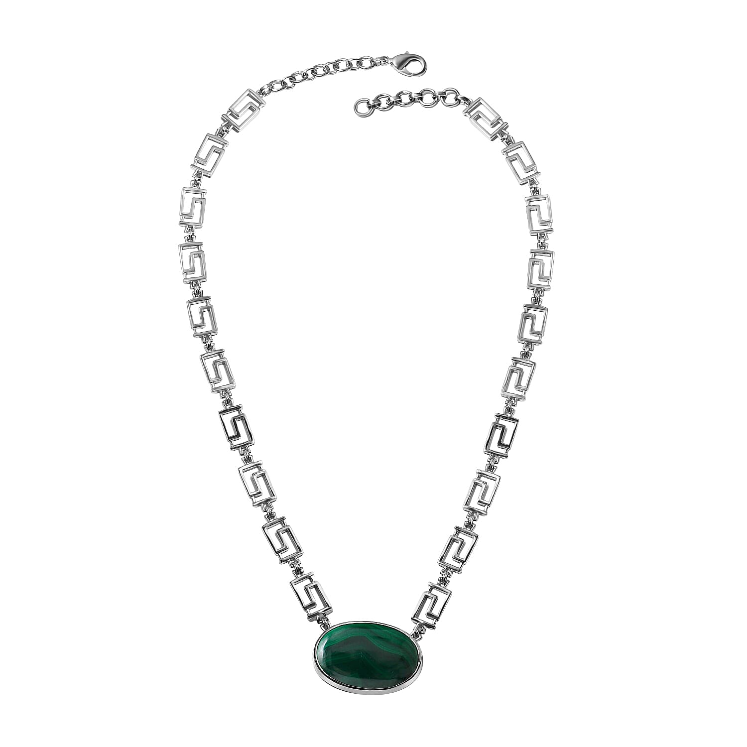 Designer Inspired - Malachite Greek Key Necklace (Size - 20)