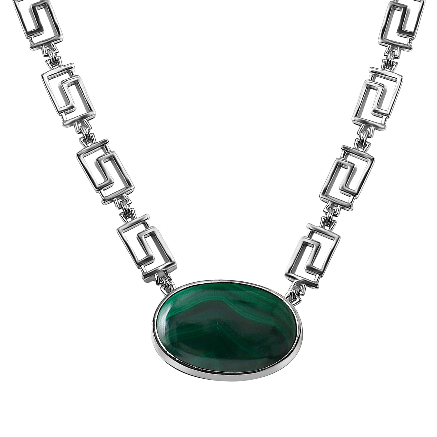 Designer Inspired - Malachite Greek Key Necklace (Size - 20)