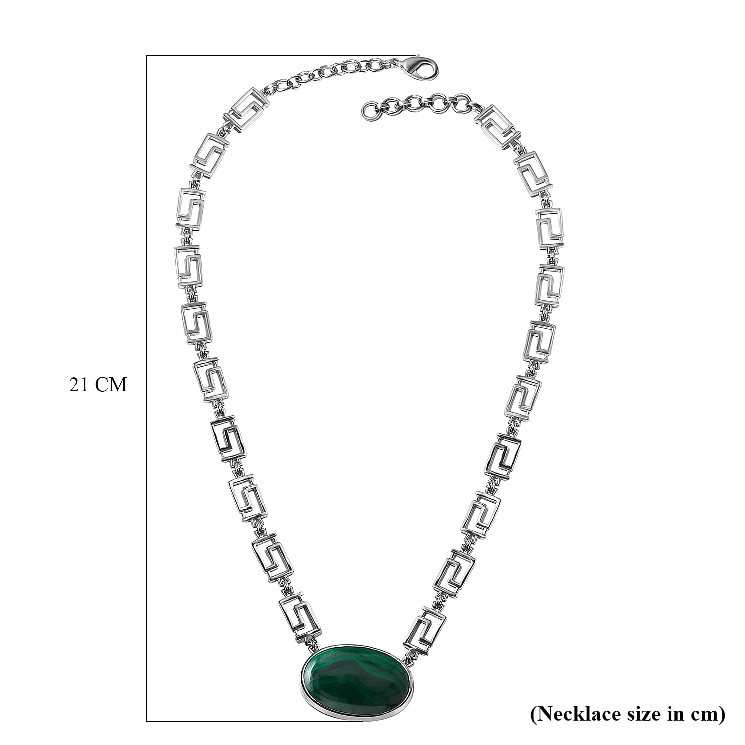 Designer Inspired - Malachite Greek Key Necklace (Size - 20)