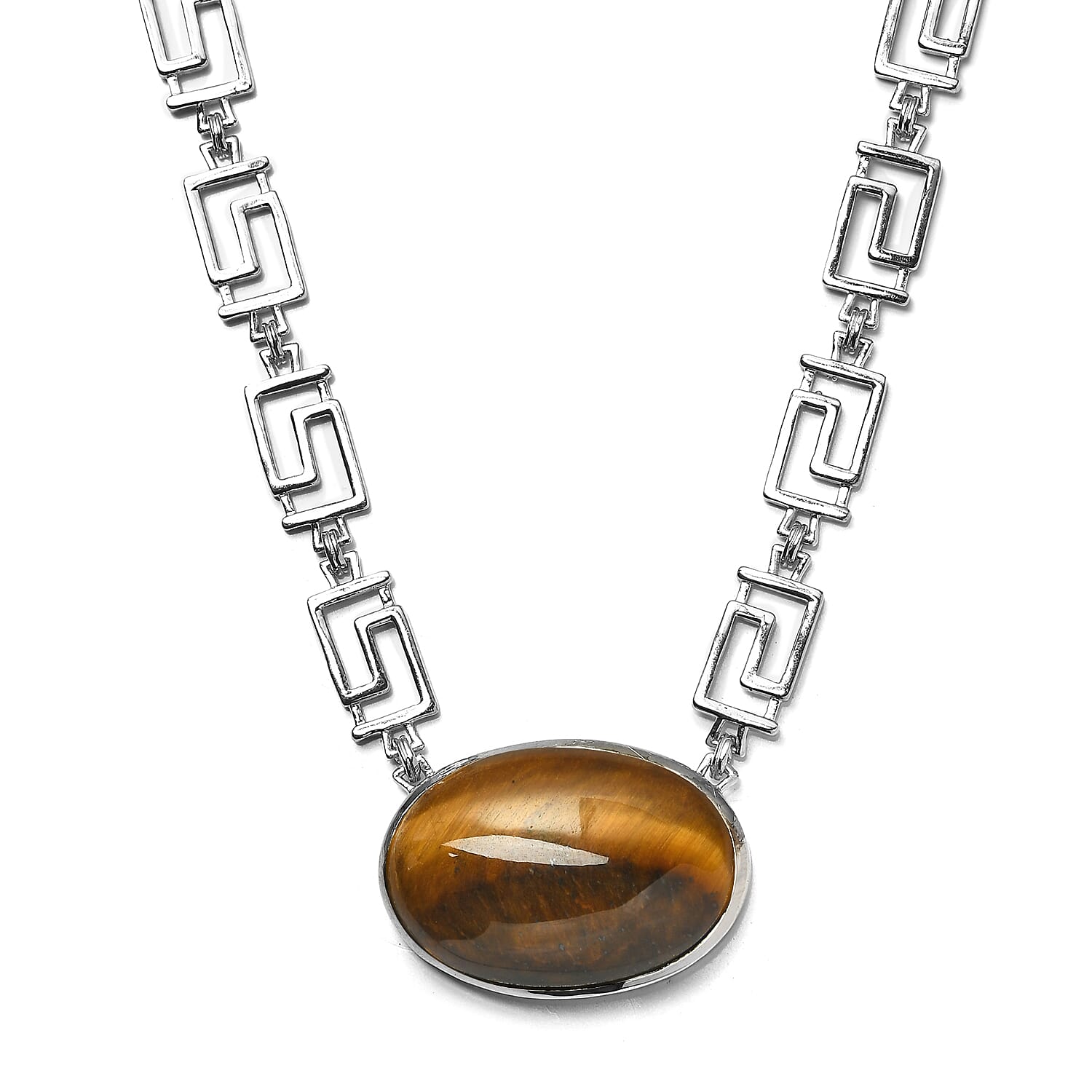 Designer Inspired - Tiger Eye Greek Key Necklace (Size - 20)