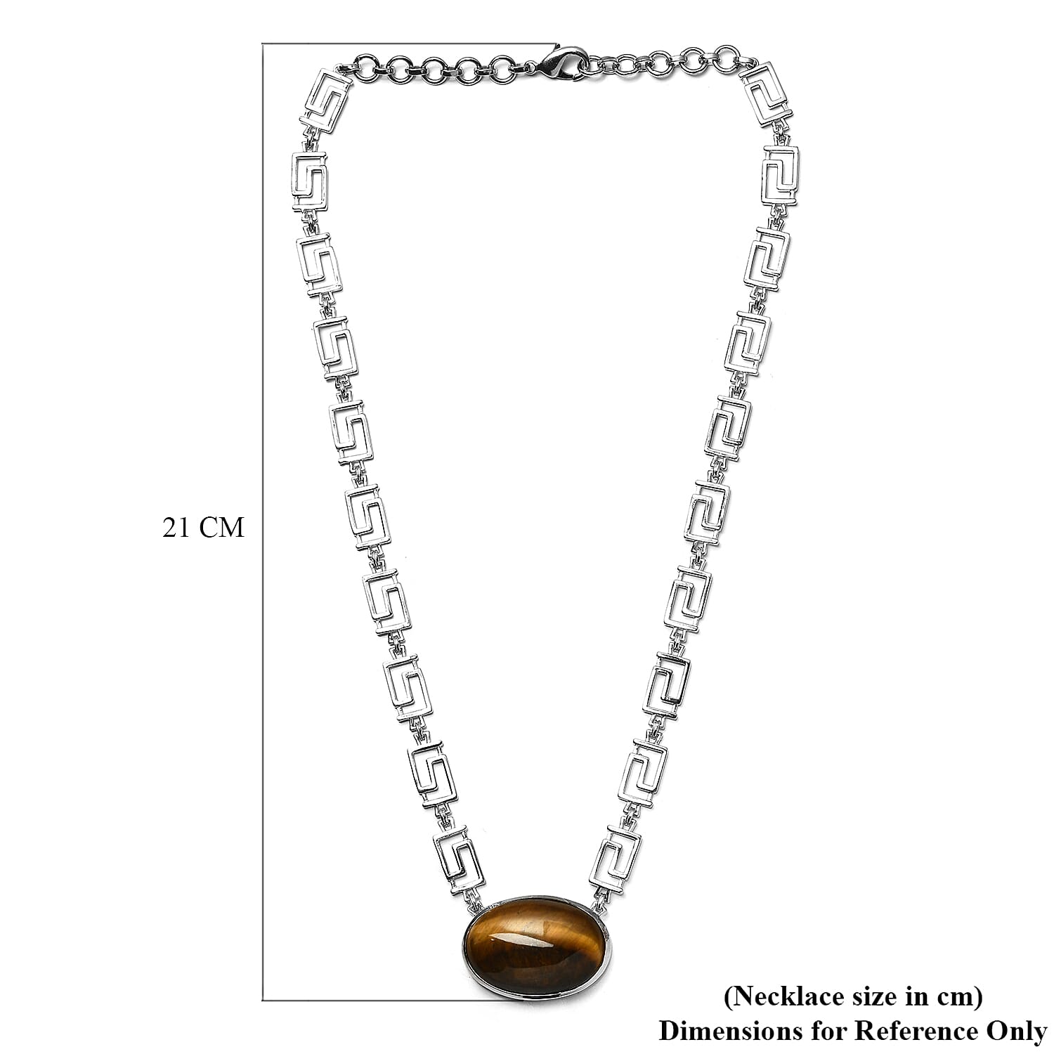 Designer Inspired - Tiger Eye Greek Key Necklace (Size - 20)