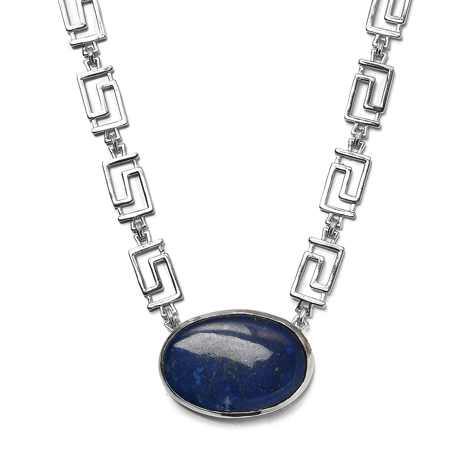 Designer Inspired -Lapis Lazuli Greek Key Necklace (Size - 20)