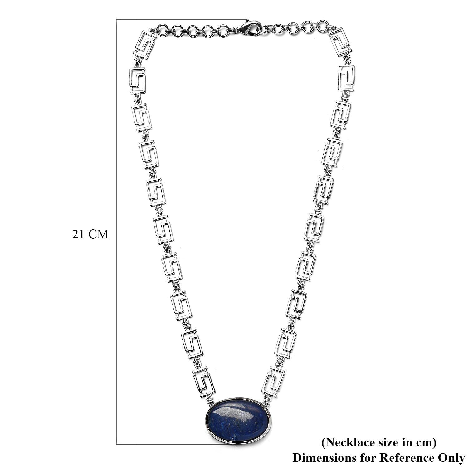 Designer Inspired -Lapis Lazuli Greek Key Necklace (Size - 20)
