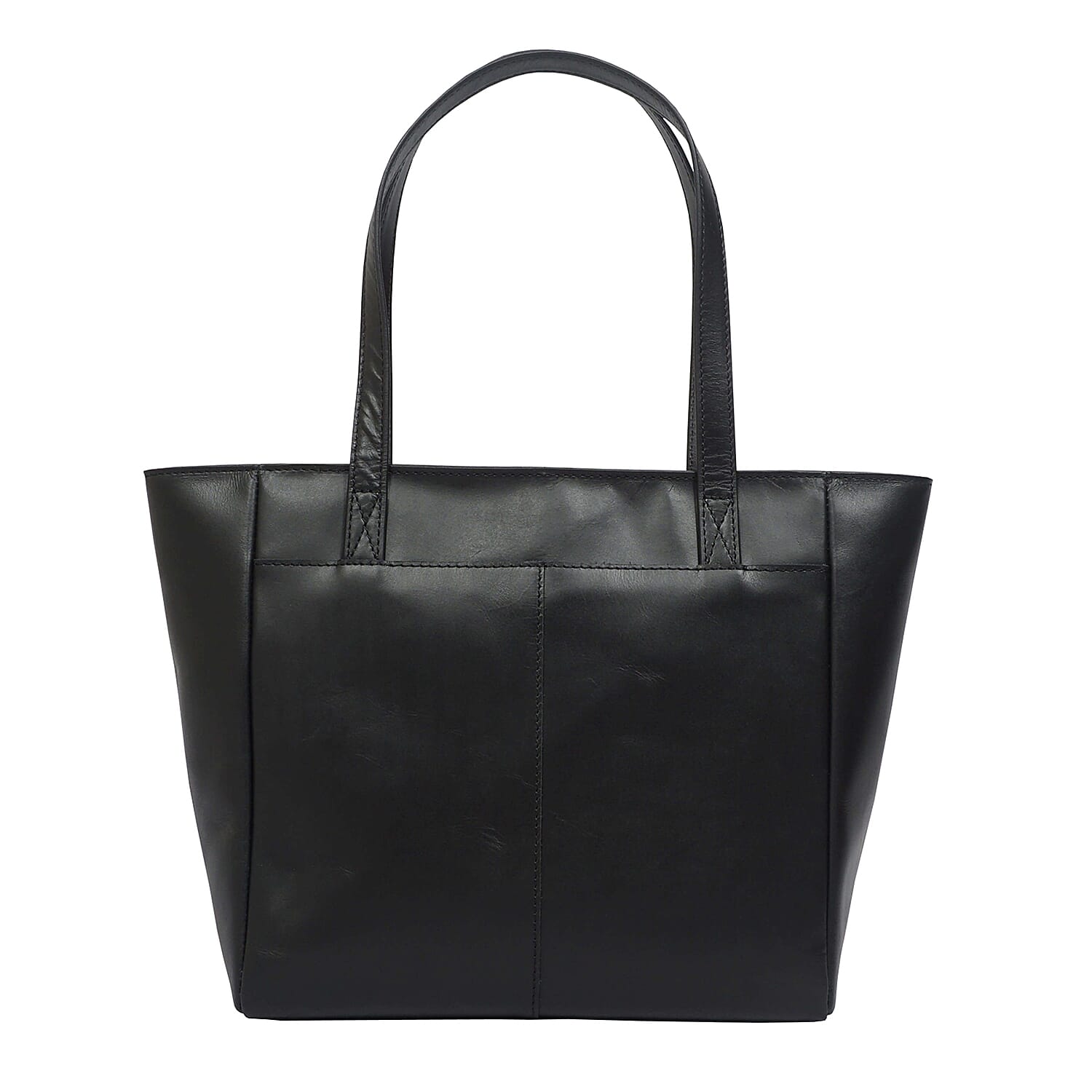 ASSOTS LONDON Linda Genuine Leather Slip Pocket Tote Bag black