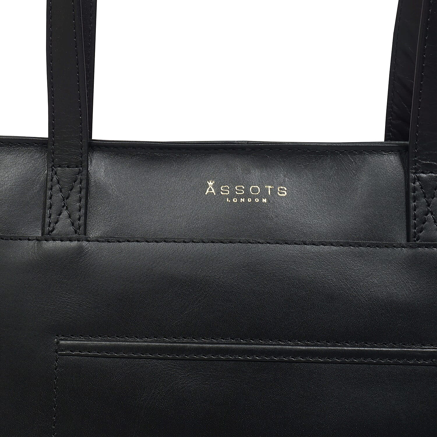 ASSOTS LONDON Linda Genuine Leather Slip Pocket Tote Bag black