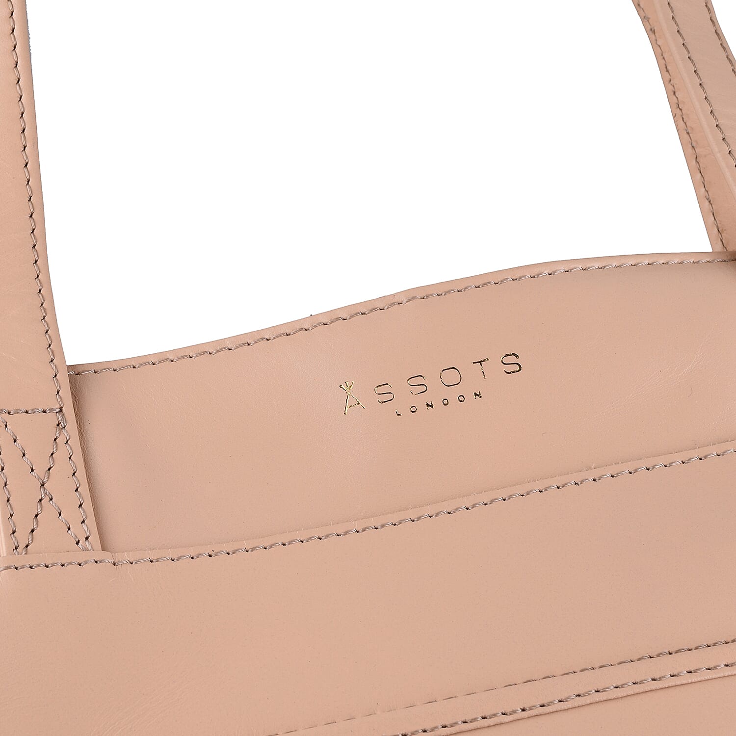 ASSOTS LONDON Linda 100% Genuine Leather Slip Pocket Tote Bag with Zipper Closure (Size 39x27x10 Cm) - Nude