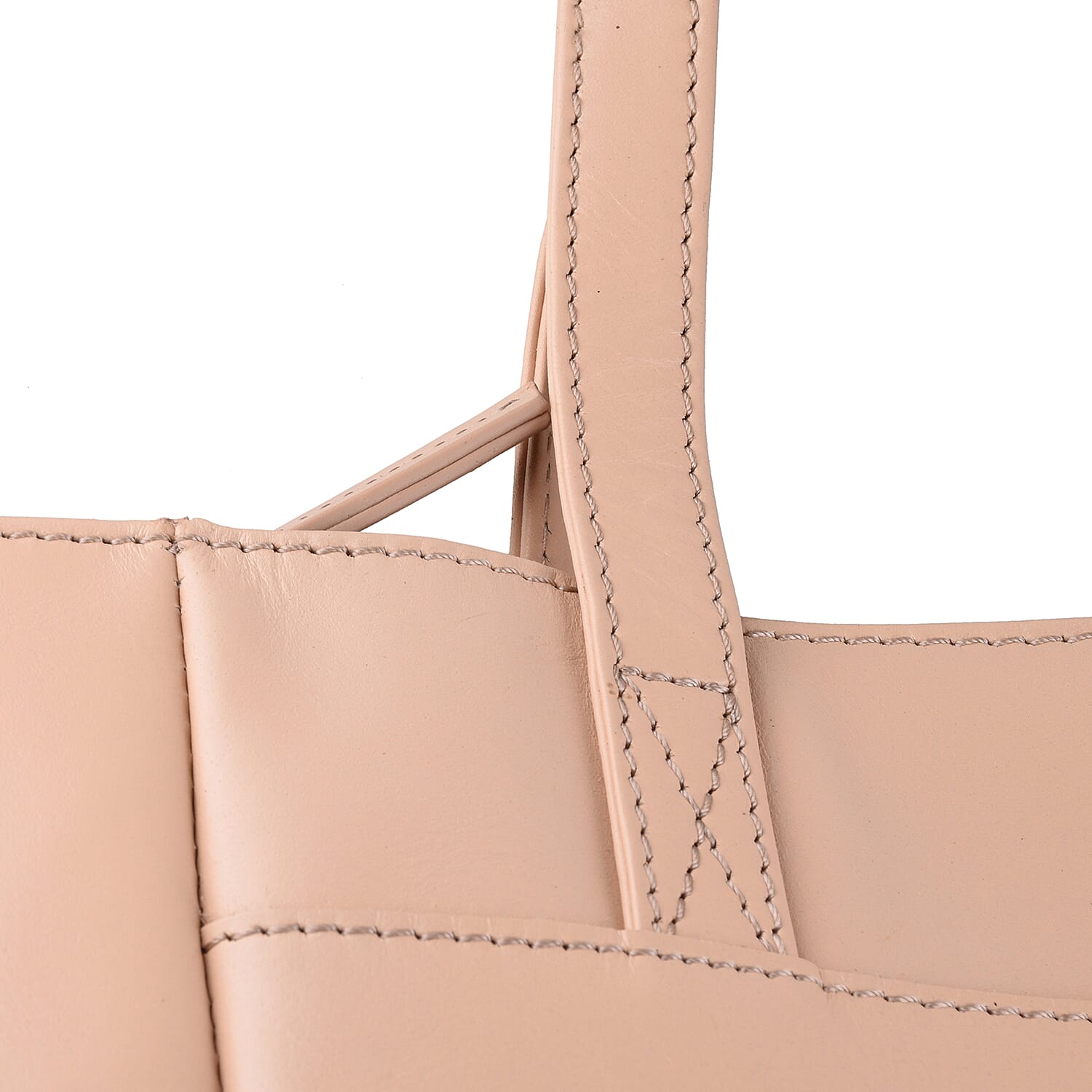 ASSOTS LONDON Linda 100% Genuine Leather Slip Pocket Tote Bag with Zipper Closure (Size 39x27x10 Cm) - Nude