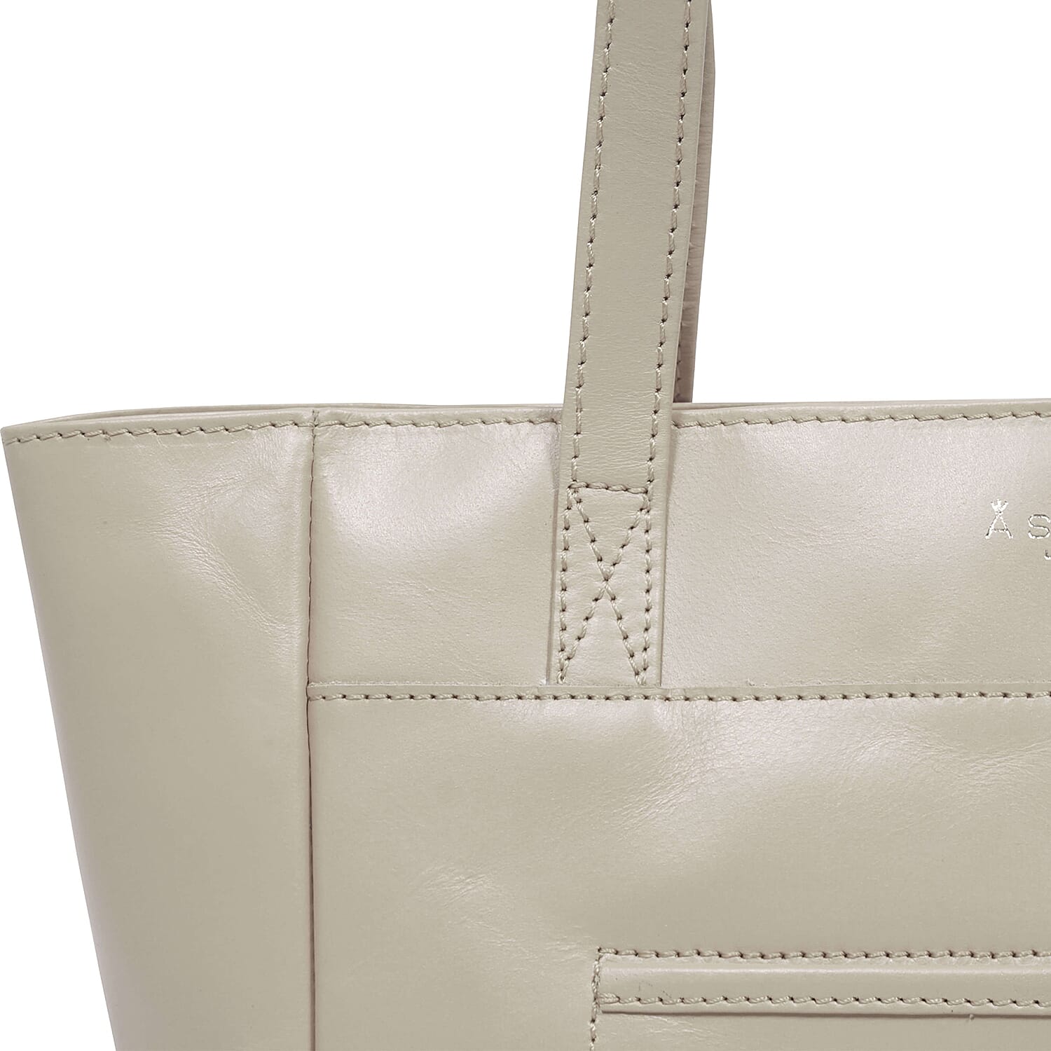 ASSOTS LONDON Linda 100% Genuine Leather Slip Pocket Tote Bag with Zipper Closure (Size 39x27x10 Cm) - Nude