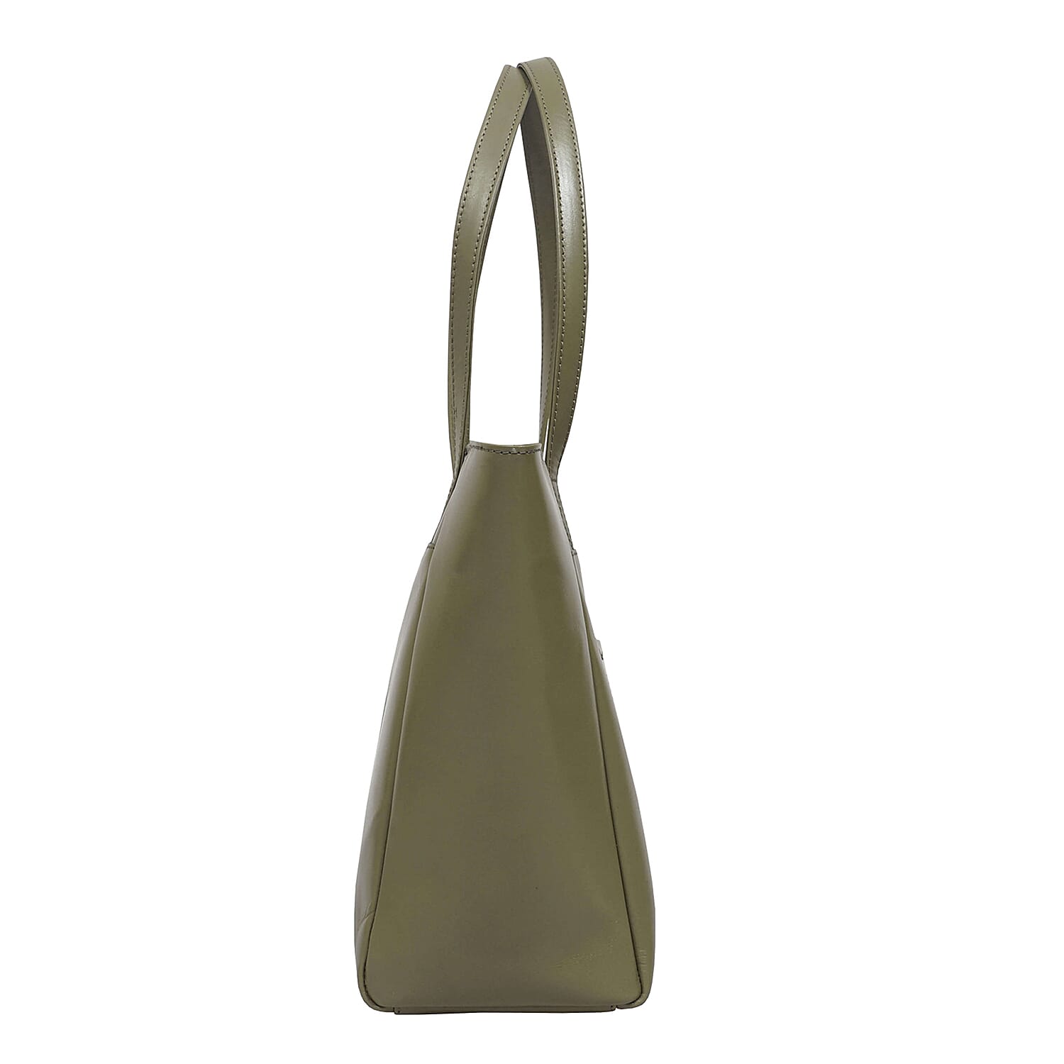 ASSOTS LONDON Linda 100% Genuine Leather Slip Pocket Tote Bag with Zipper Closure (Size 39x27x10 Cm) - Olive Green