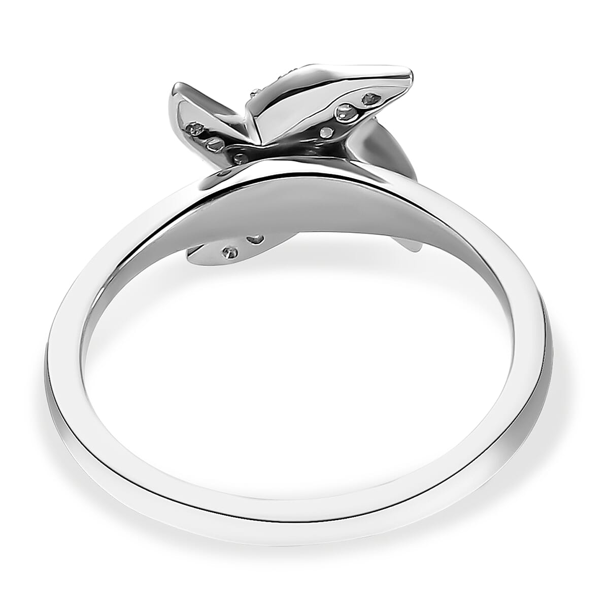 Diamond Ring in Platinum Overlay Sterling Silver 0.15 Ct