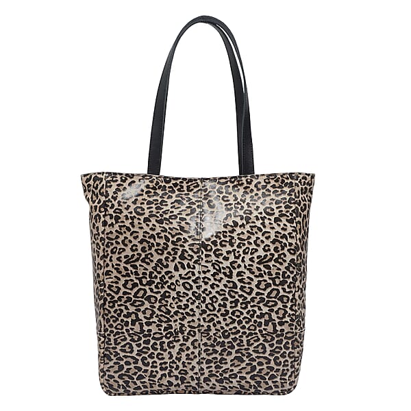 ASSOTS LONDON Patricia Genuine Leather Tote Bag brown leopard ...