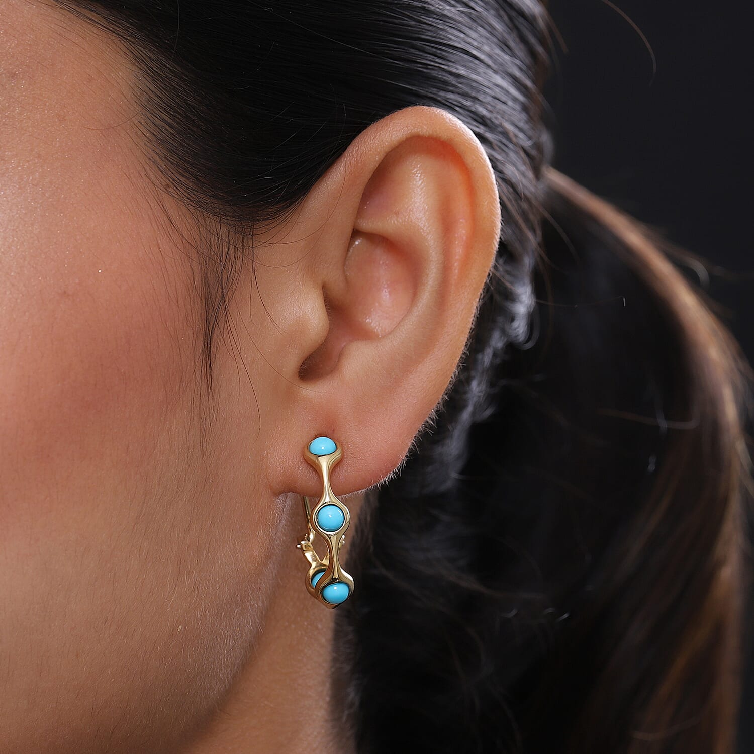 Arizona Sleeping Beauty Turquoise Earrings (with French Clip) in 14K Gold Overlay Sterling Silver 2.02 Ct, Silver Wt. 5.10 Gms
