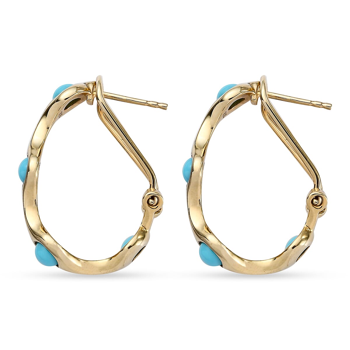 Arizona Sleeping Beauty Turquoise Earrings (with French Clip) in 14K Gold Overlay Sterling Silver 2.02 Ct, Silver Wt. 5.10 Gms