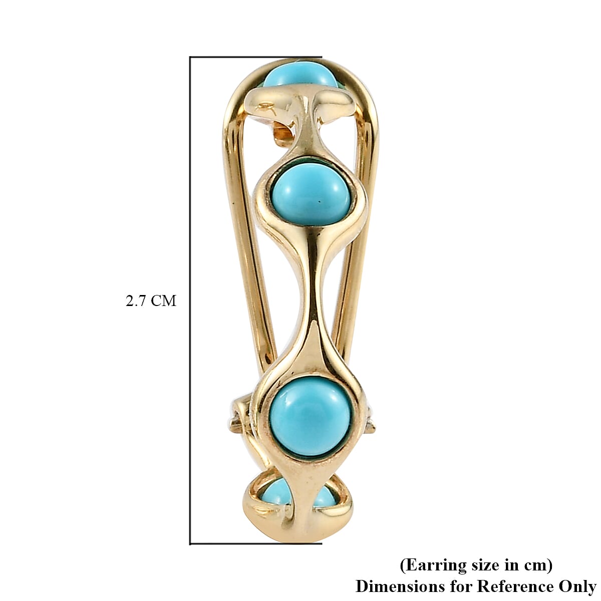 Arizona Sleeping Beauty Turquoise Earrings (with French Clip) in 14K Gold Overlay Sterling Silver 2.02 Ct, Silver Wt. 5.10 Gms