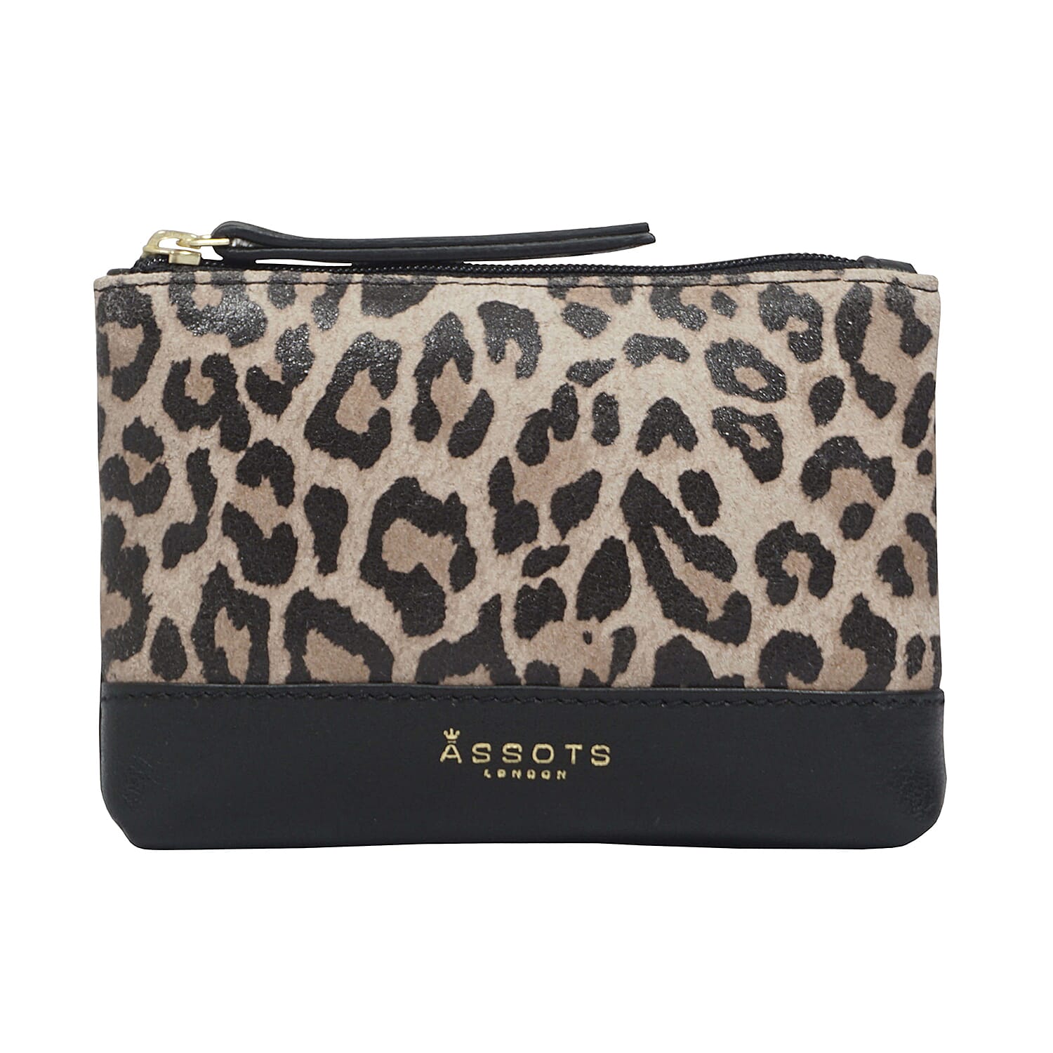 ASSOTS LONDON Teresa 100% Genuine Leather Leopard Pattern Card & Coin Purse (Size 13x10 Cm) - Brown