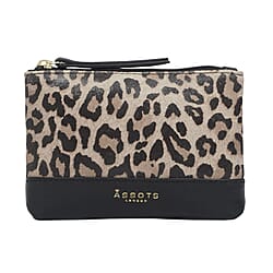 ASSOTS LONDON Teresa Genuine Leather Card & Coin Purse brown leopard