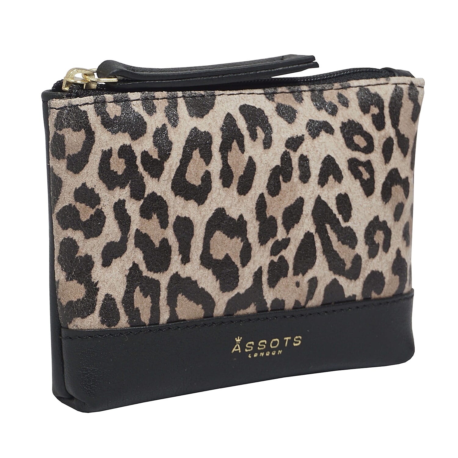 ASSOTS LONDON Teresa 100% Genuine Leather Leopard Pattern Card & Coin Purse (Size 13x10 Cm) - Brown