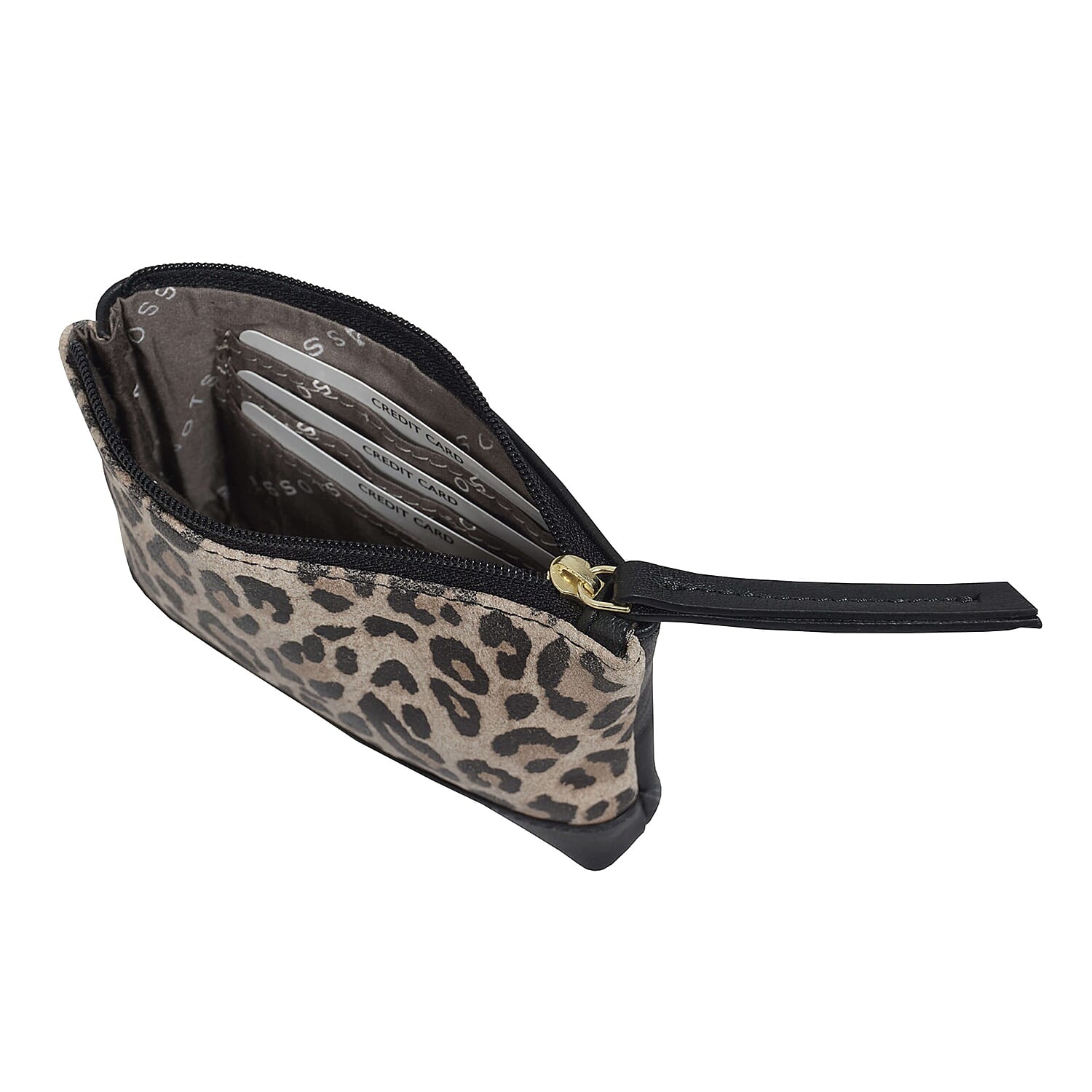 ASSOTS LONDON Teresa 100% Genuine Leather Leopard Pattern Card & Coin Purse (Size 13x10 Cm) - Brown