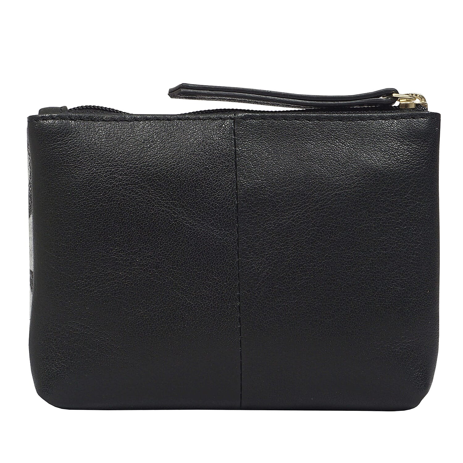 ASSOTS LONDON Teresa 100% Genuine Leather Zebra Pattern Card & Coin Purse (Size 13x10 Cm) - Light Grey & Black