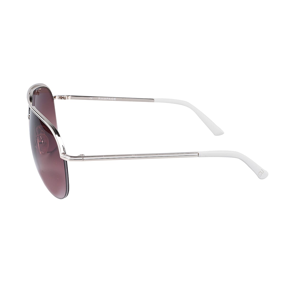 RAMPAGE - Unisex Gold Aviator Sunglasses with White Tip & Brown Lenses