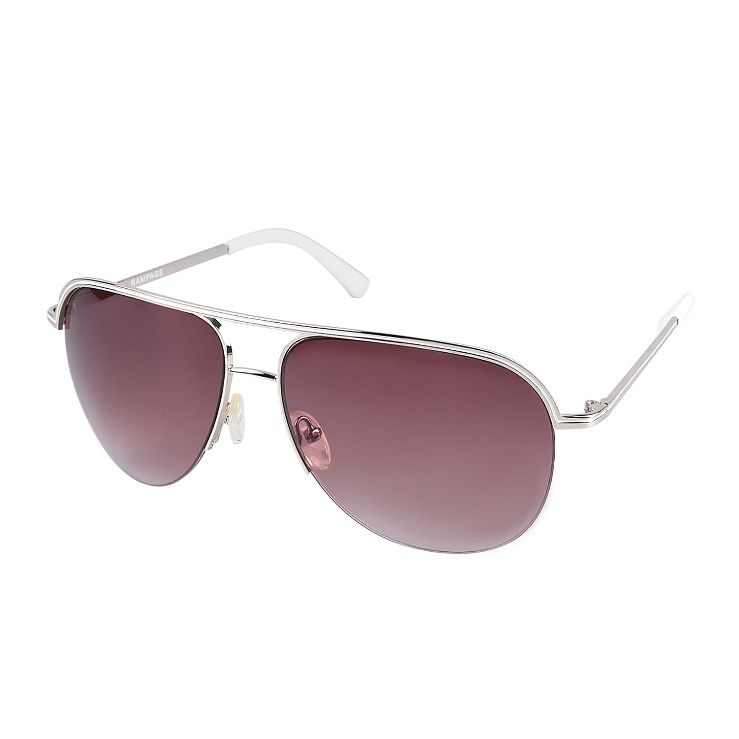 RAMPAGE - Unisex Gold Aviator Sunglasses with White Tip & Brown Lenses