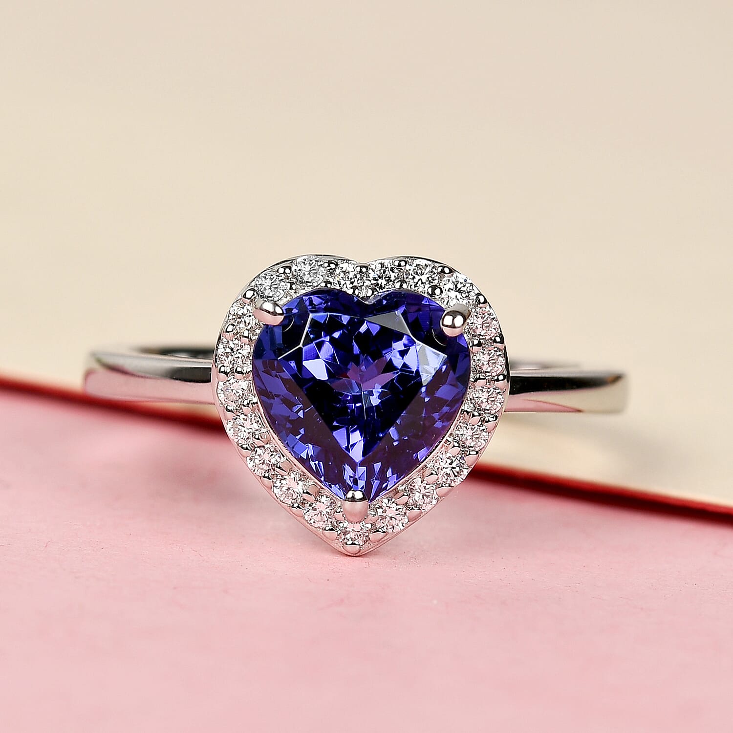 RHAPSODY 950 Platinum AAAA Tanzanite and Diamond(VS-E-F) Ring 2.18 Ct.