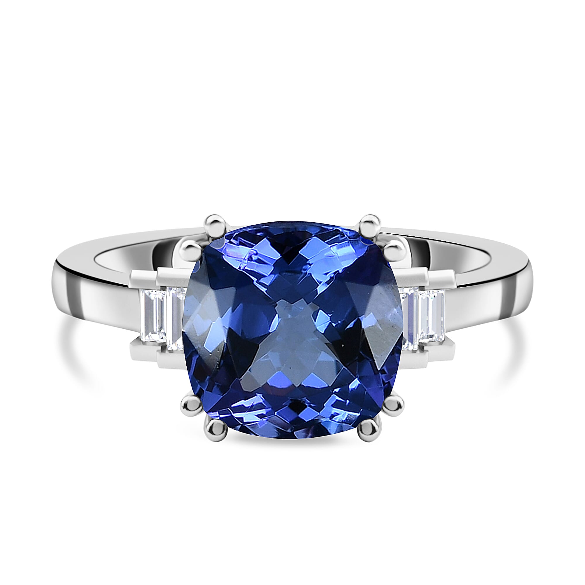 RHAPSODY 950 Platinum AAAA Tanzanite and Diamond  Ring 2.82 Ct, Platinum Wt 4.51 Gms