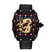 GENOA  Automatic Mechanical Movement 3 ATM Water Resistant Watch with Golden Dragon Pattern Dial and Black Leather Strap - Black