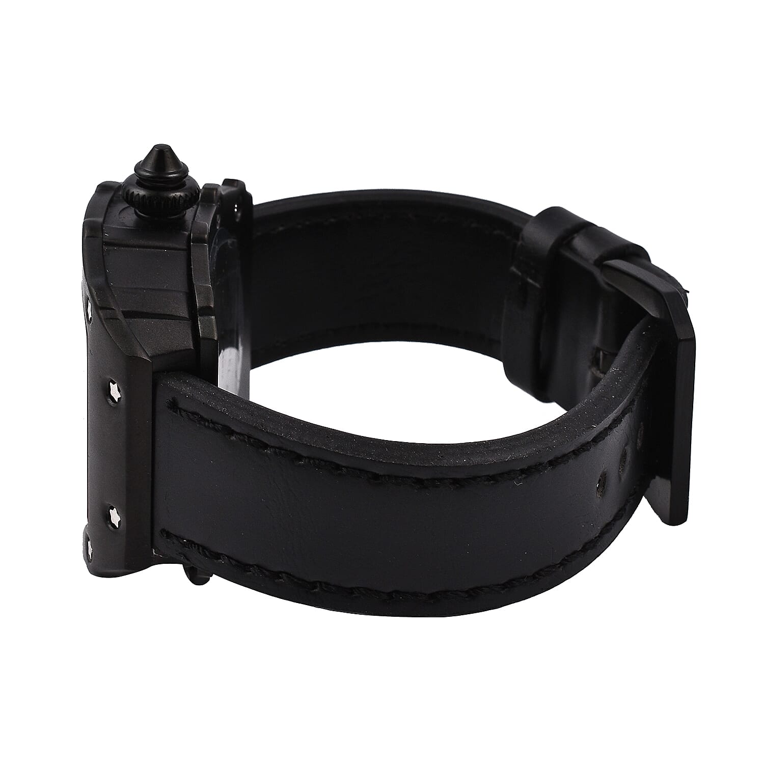 GENOA  Automatic Mechanical Movement 3 ATM Water Resistant Watch with Golden Dragon Pattern Dial and Black Leather Strap - Black