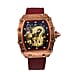 GENOA  Automatic Mechanical Movement 3 ATM Water Resistant Watch with Golden Dragon Pattern Dial and Black Leather Strap - Black