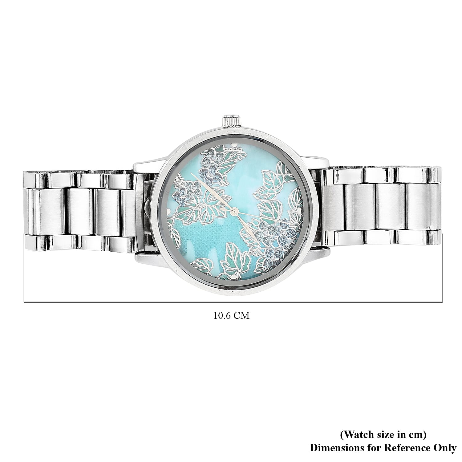 STRADA Japanese Movement Leaf Pattern Dial Water Resistant Watch with Silver Colour Chain Strap