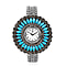 STRADA Japanese Movement White Dial Grey Crystal & Simulated Sleeping Beauty Turquoise Studded Water Resistant Bangle Watch in Silver Tone