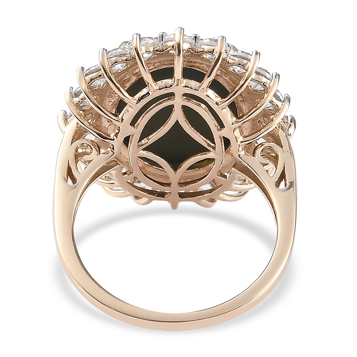 9K Yellow Gold Australian Triplet Boulder Opal & Natural Zircon Ring 9.36 Ct.