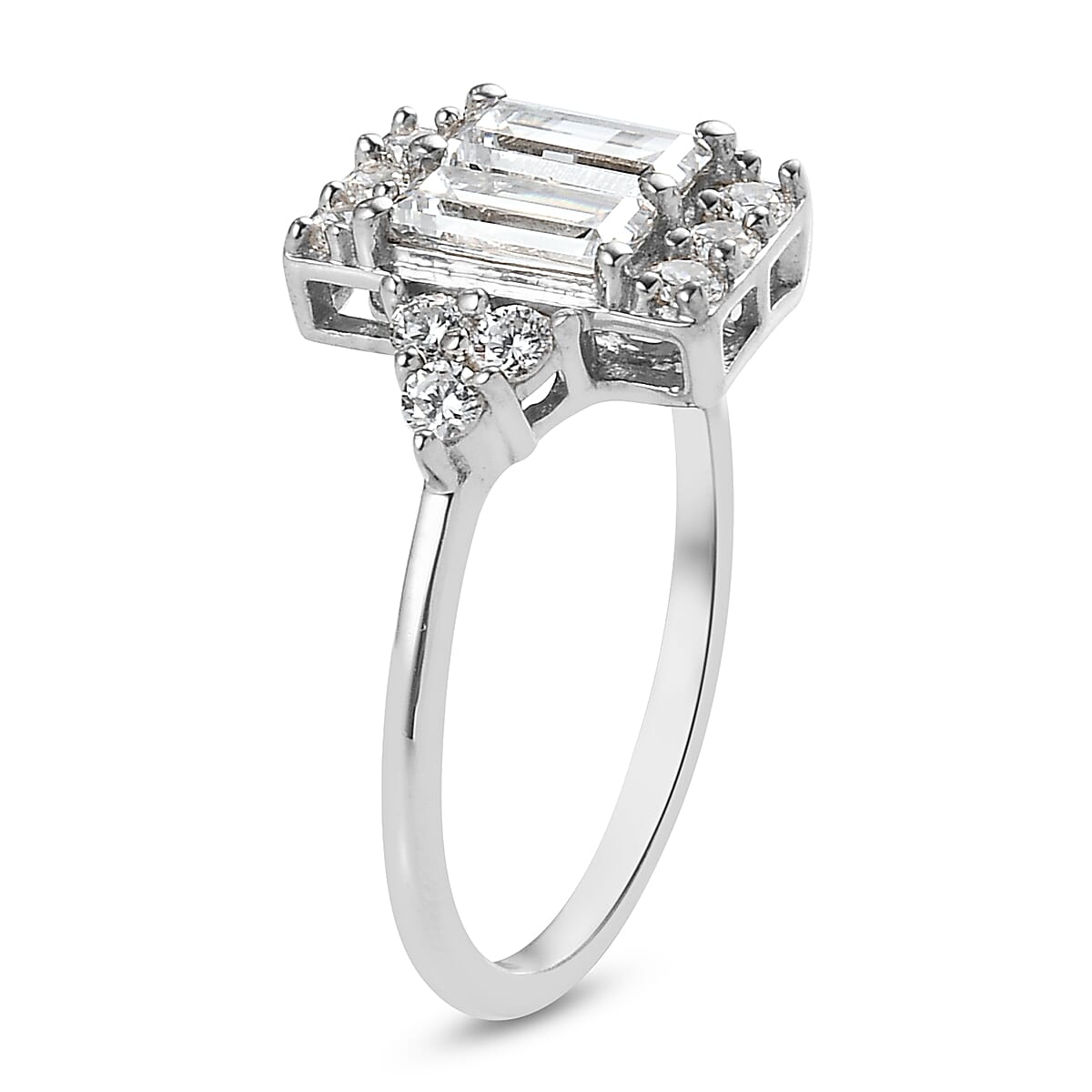 Lustro Stella Platinum Overlay Sterling Silver Ring Made with Finest CZ 1.90 Ct.