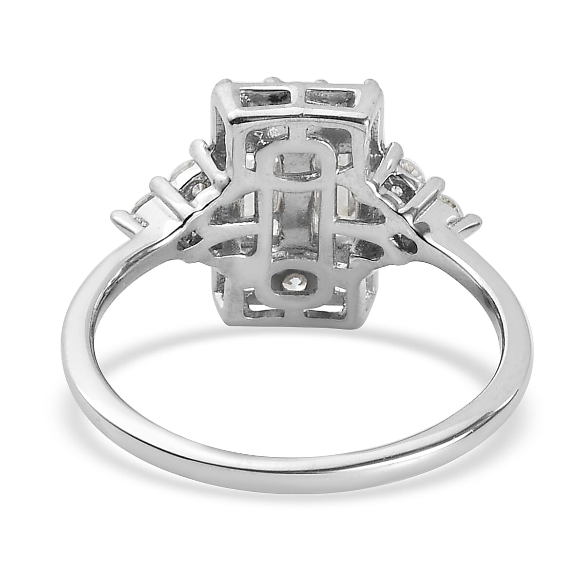 Lustro Stella Platinum Overlay Sterling Silver Ring Made with Finest CZ 1.90 Ct.