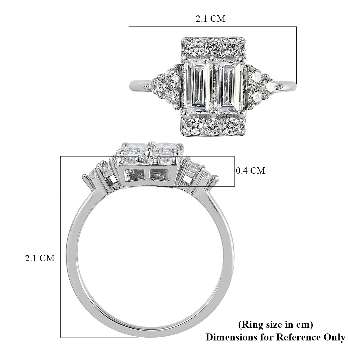 Lustro Stella Platinum Overlay Sterling Silver Ring Made with Finest CZ 1.90 Ct.