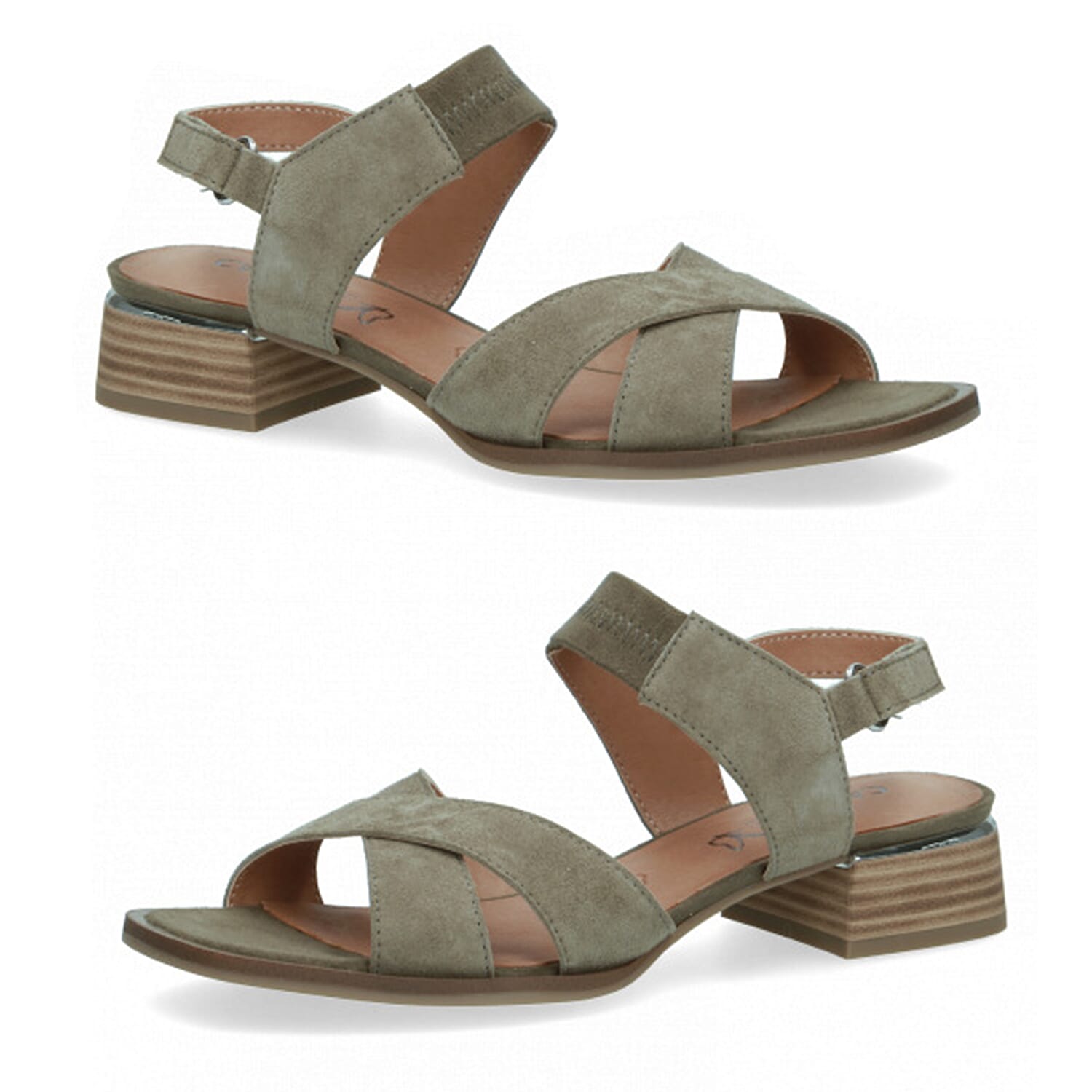 CAPRICE Women Open Toe Heel Sandal (Size 3.5) - Cactus Suede