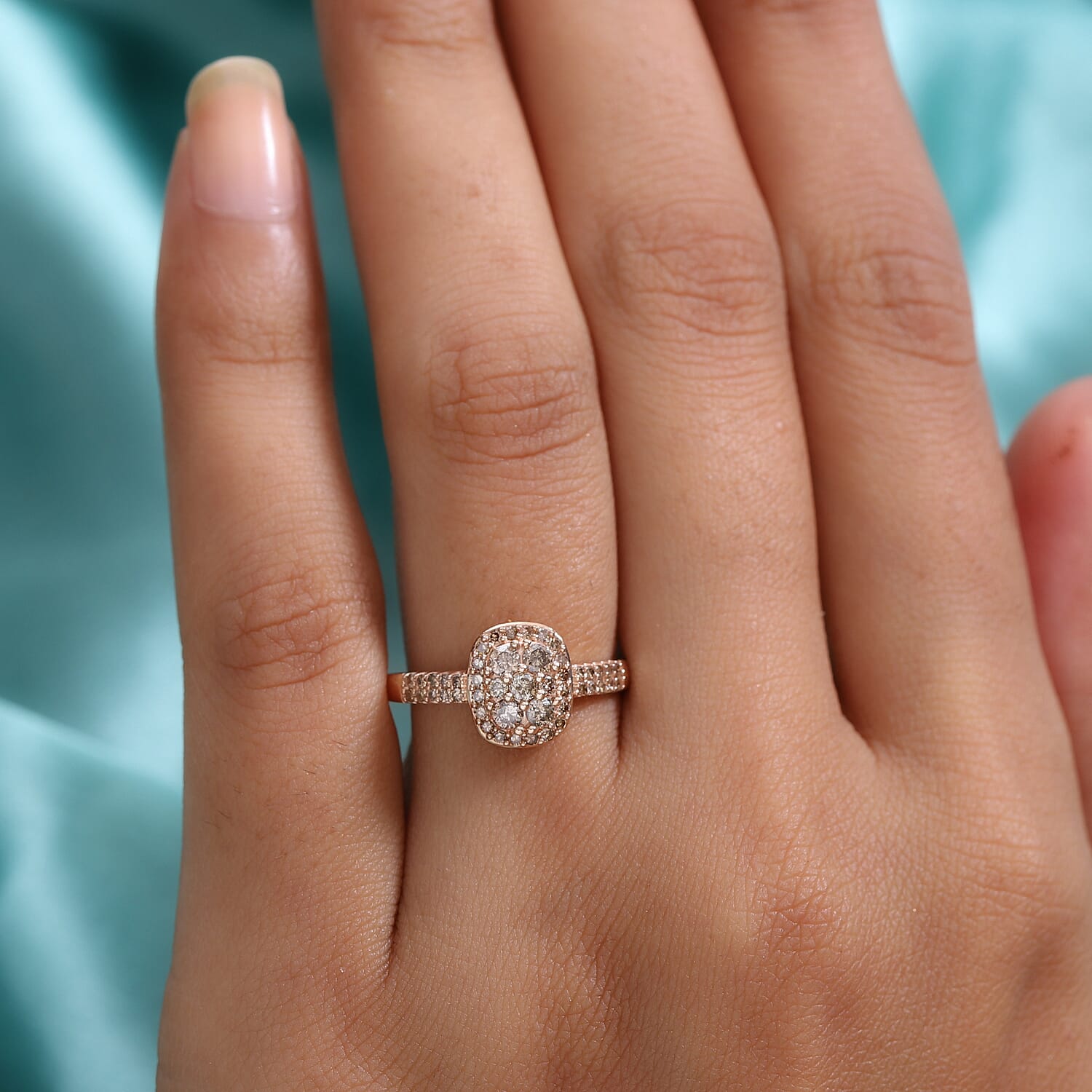 9K Rose Gold SGL Certified Champagne Diamond (I3) Ring 0.52 Ct.