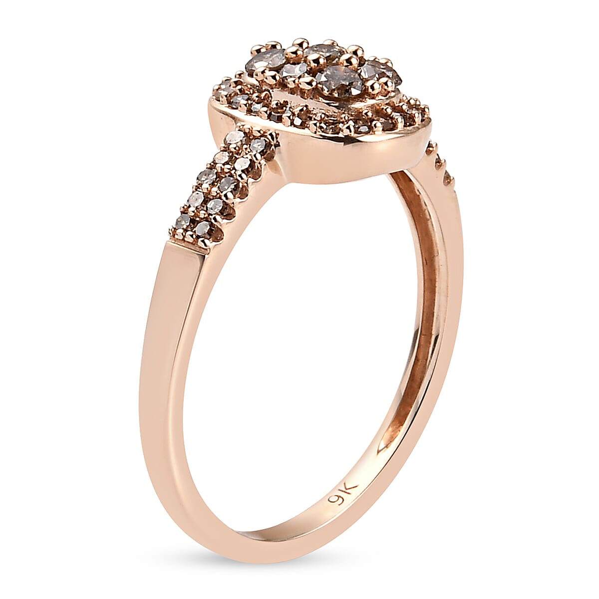 9K Rose Gold SGL Certified Champagne Diamond (I3) Ring 0.52 Ct.