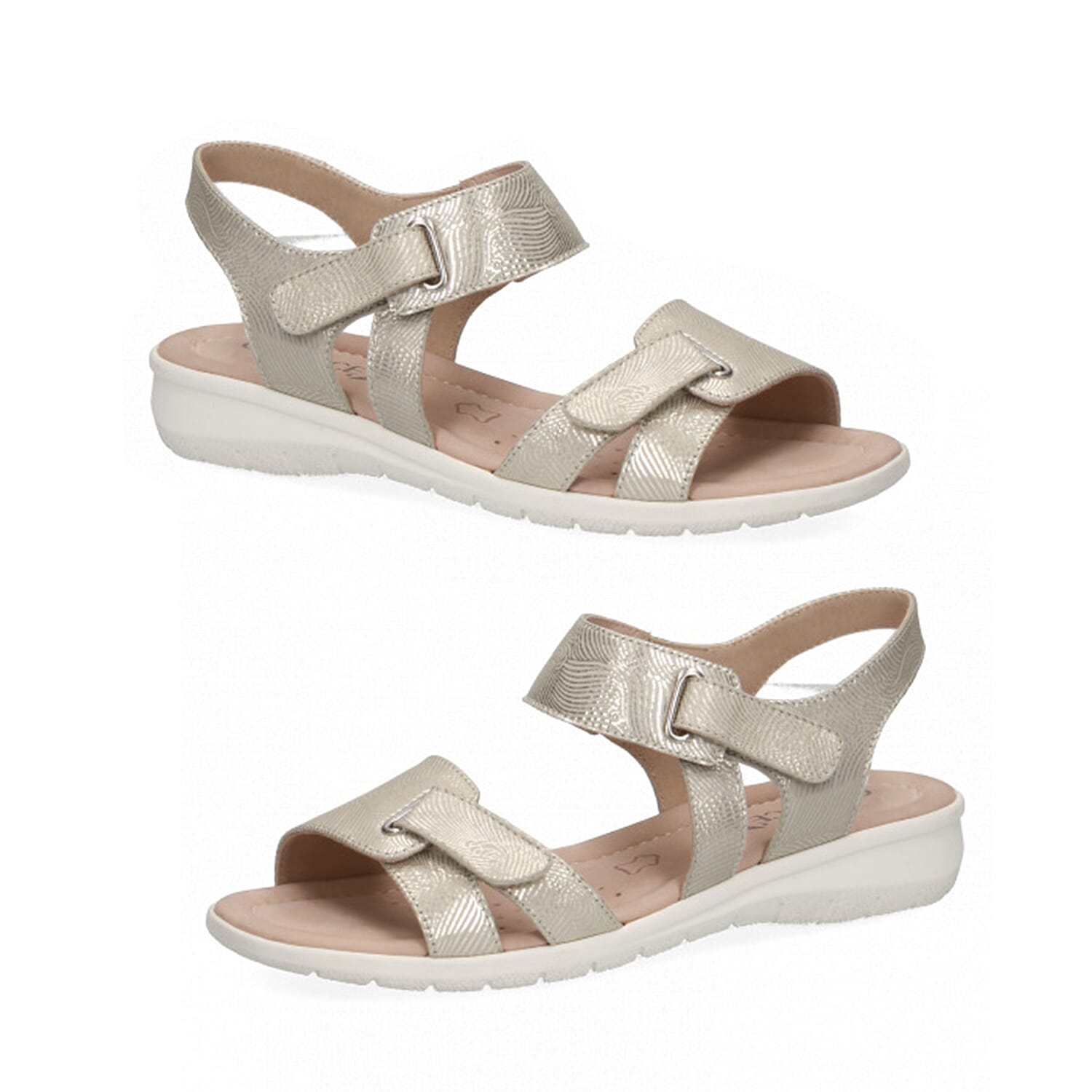 CAPRICE Women Open Toe Flat Sandal (Size 3.5) - Light Gold Waves