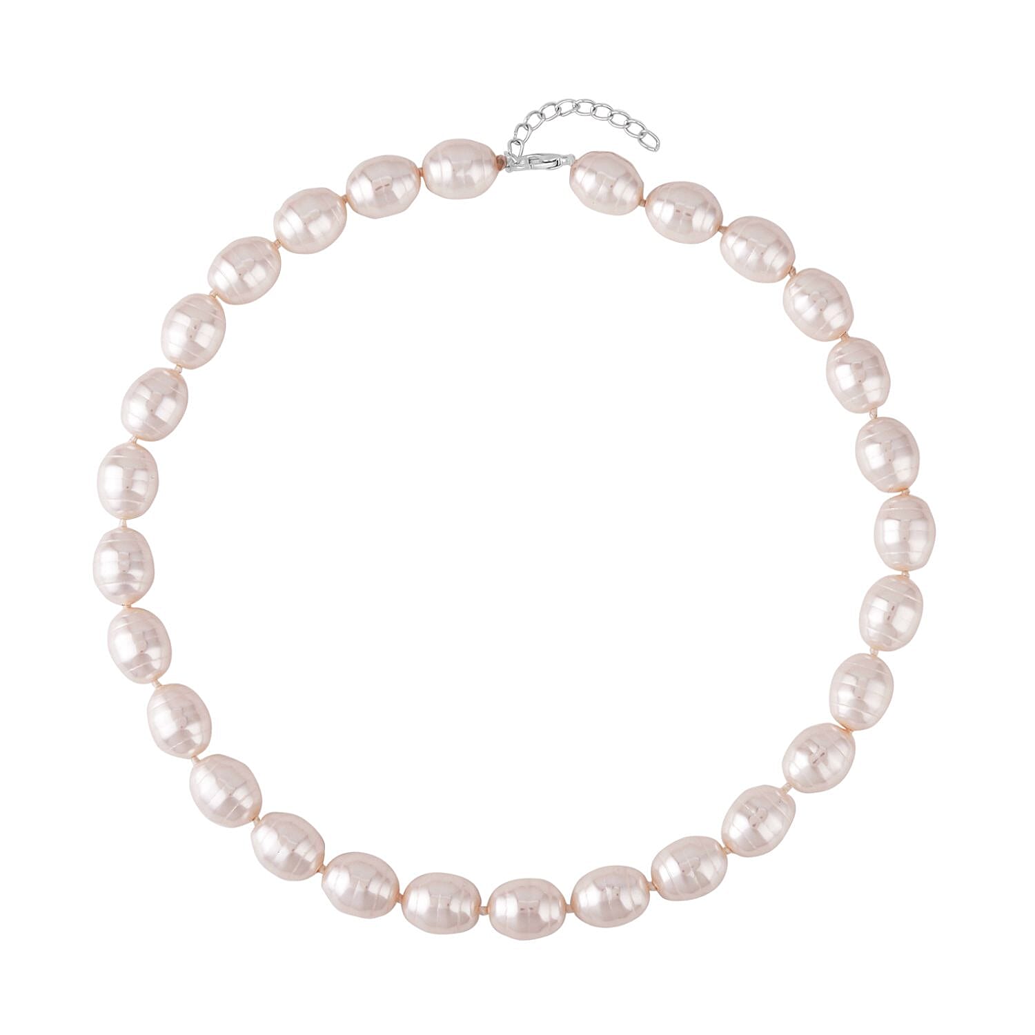 White Shell Faceted Pearl (16X13mm) Necklace (Size - 20)