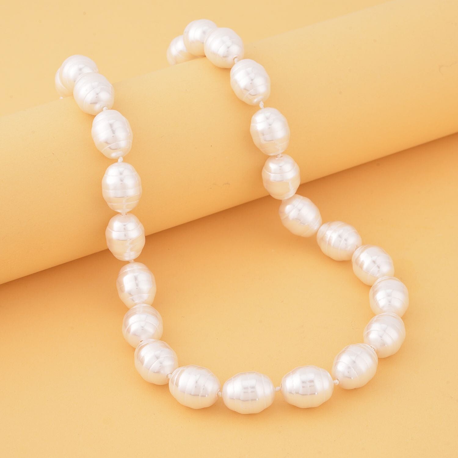 White Shell Faceted Pearl (16X13mm) Necklace (Size - 20)