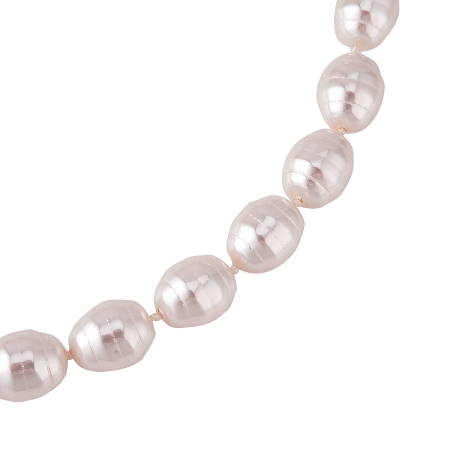 White Shell Faceted Pearl (16X13mm) Necklace (Size - 20)