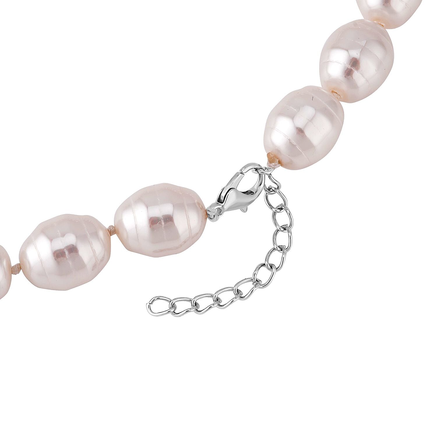 White Shell Faceted Pearl (16X13mm) Necklace (Size - 20)