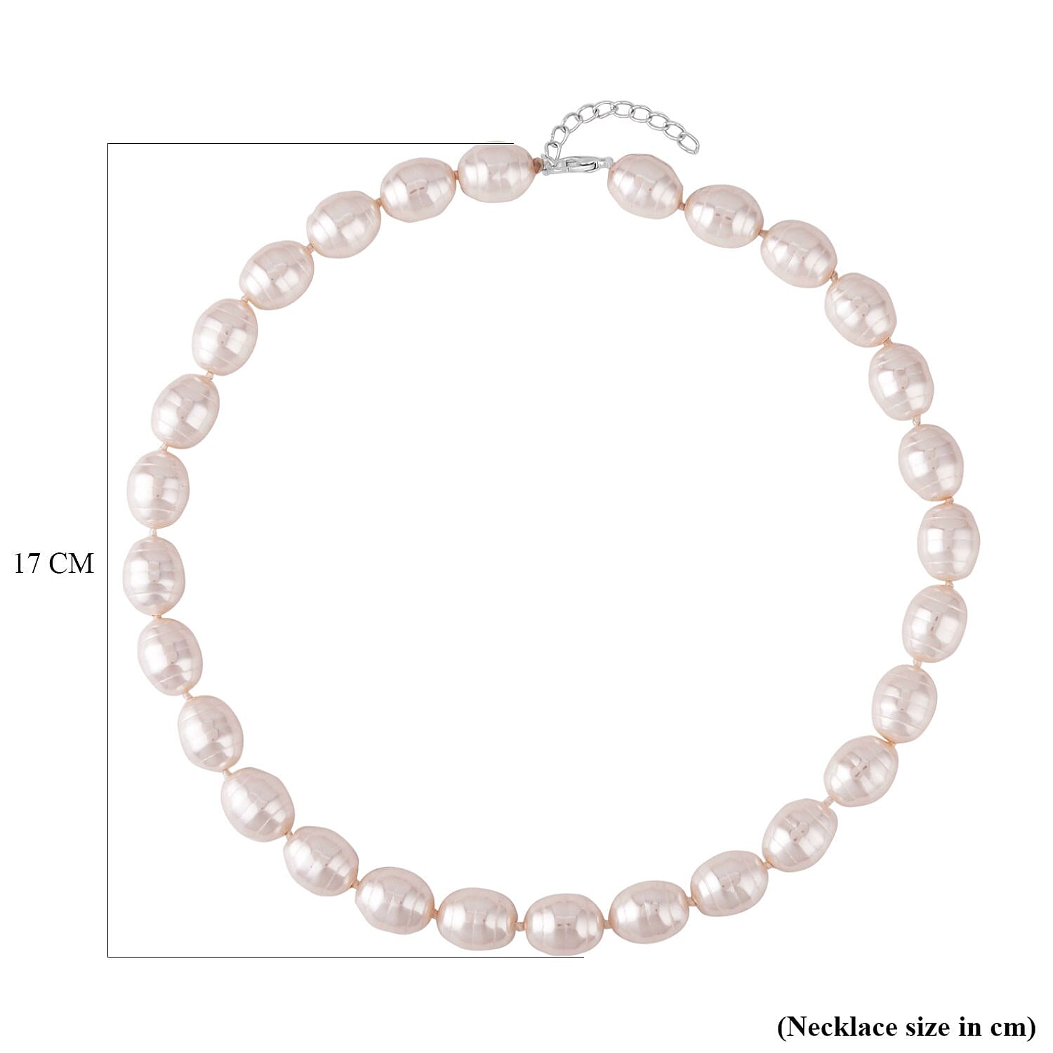 White Shell Faceted Pearl (16X13mm) Necklace (Size - 20)