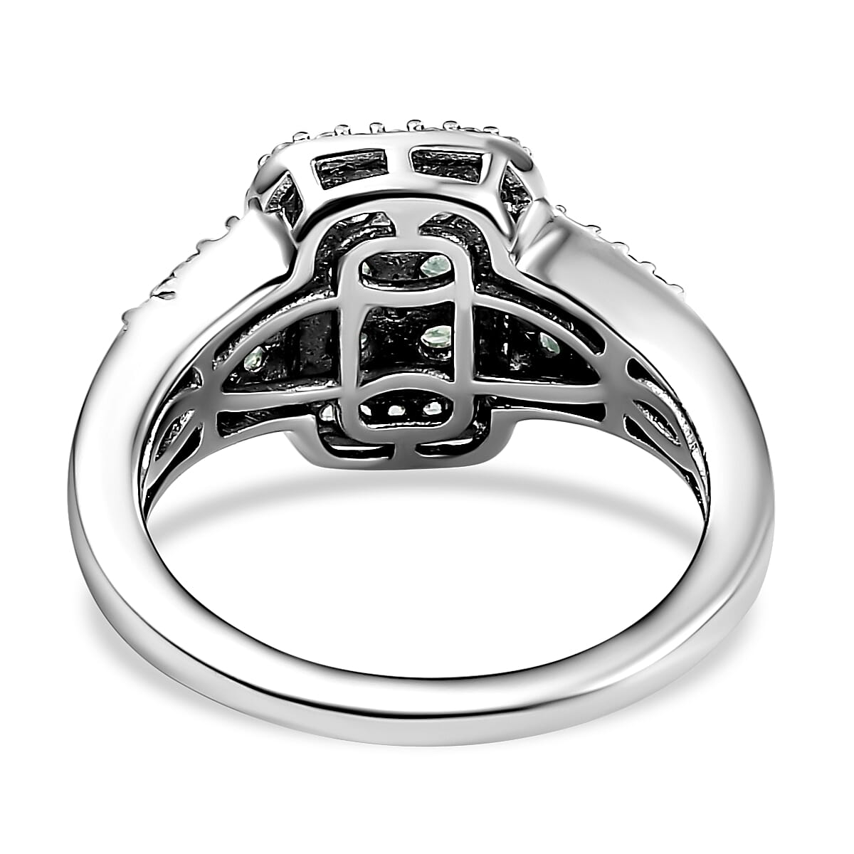 Alexandrite & Natural Zircon Ring in Platinum Overlay Sterling Silver 1.14 Ct.