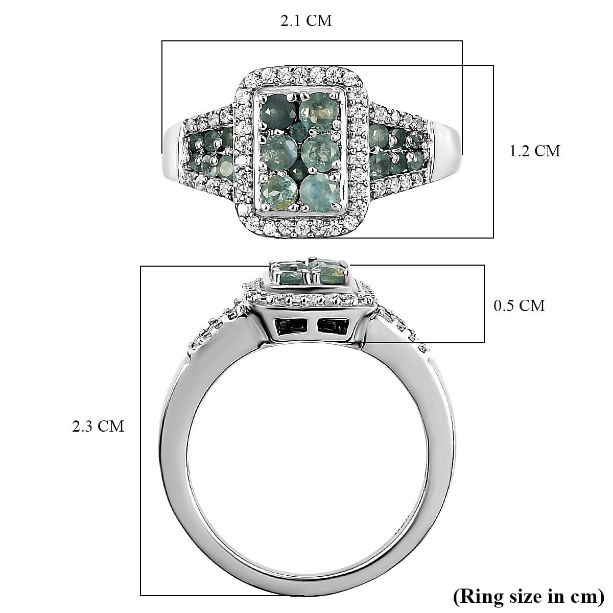Alexandrite & Natural Zircon Ring in Platinum Overlay Sterling Silver 1.14 Ct.